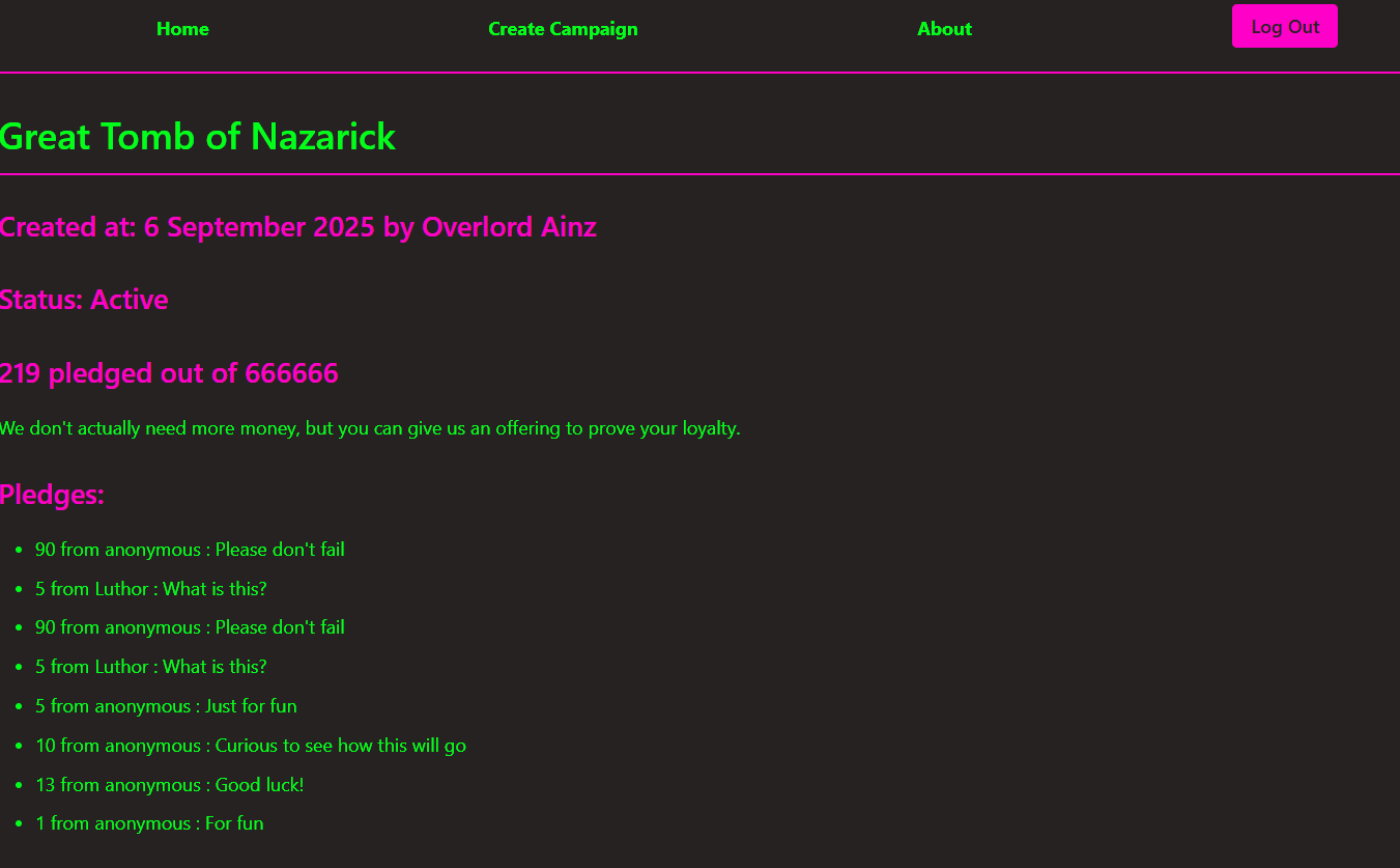 Campaign Page for the villains