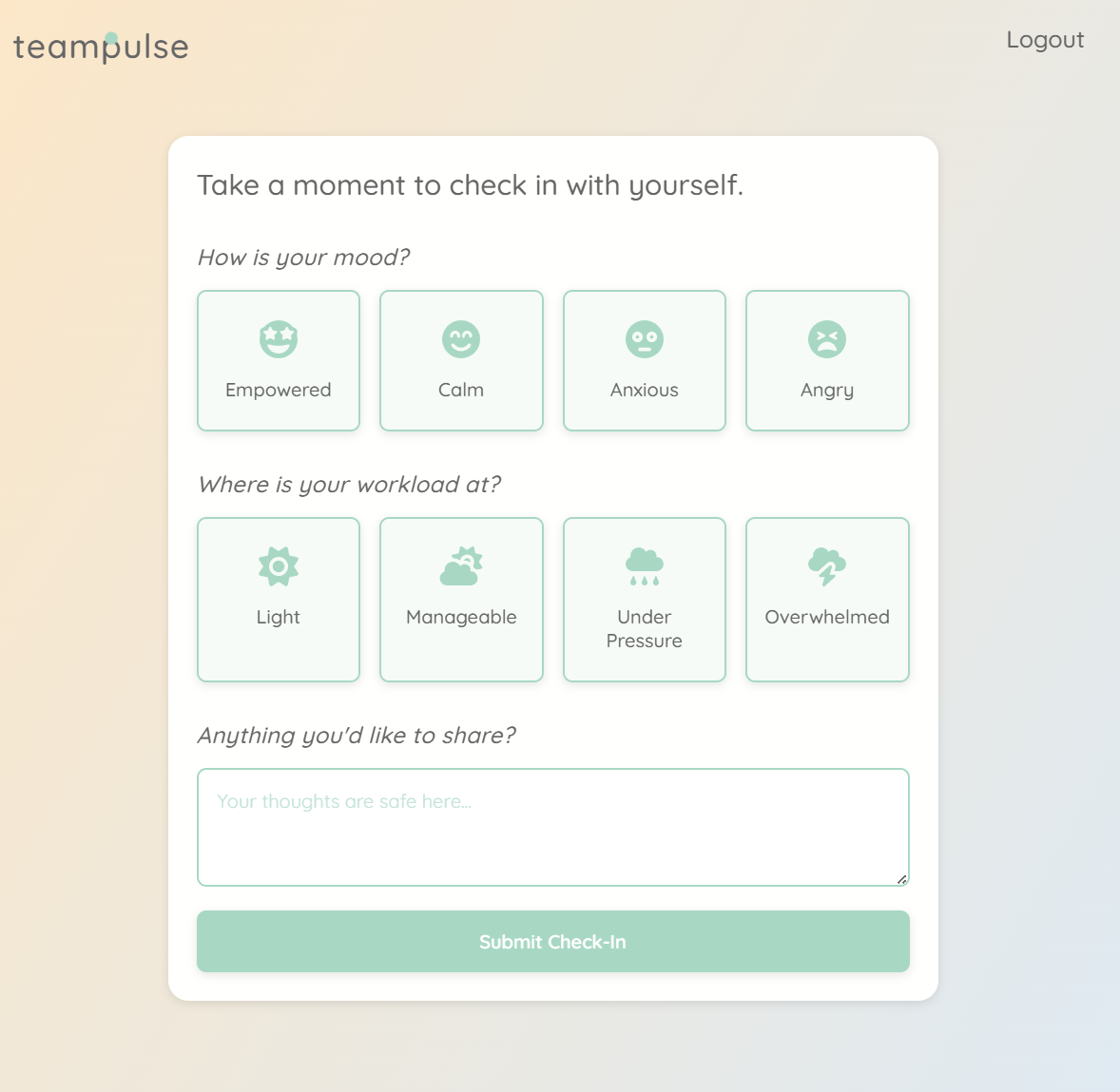User page for Pulse check in screenshot